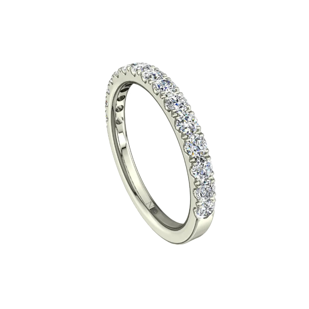 Demi-alliance 15 diamants naturels ronds 0.60 carat or blanc Gabriela