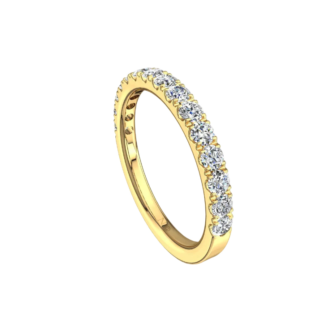 Demi-alliance 15 diamants naturels ronds 0.60 carat or jaune Gabriela