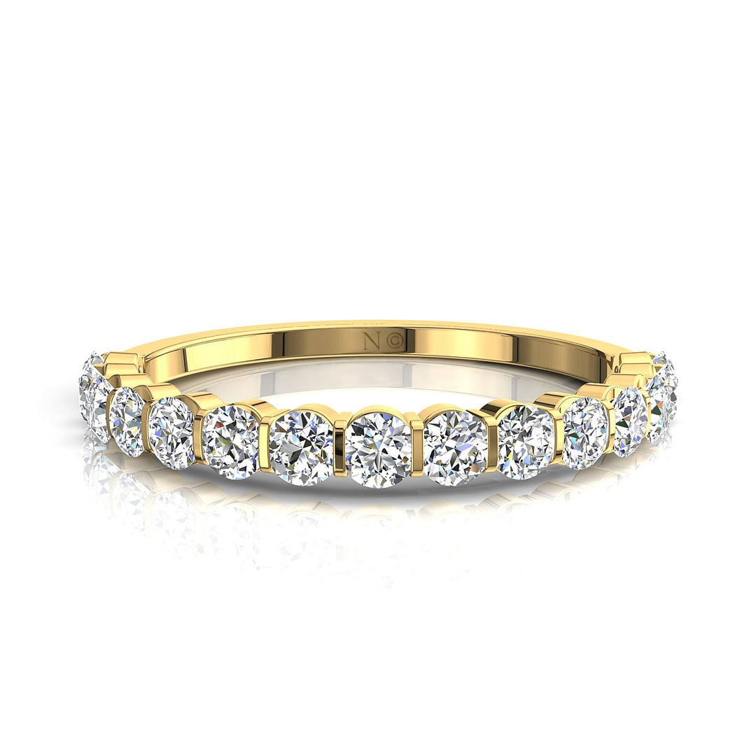 Demi-alliance 15 diamants naturels ronds 0.60 carat or jaune Martina