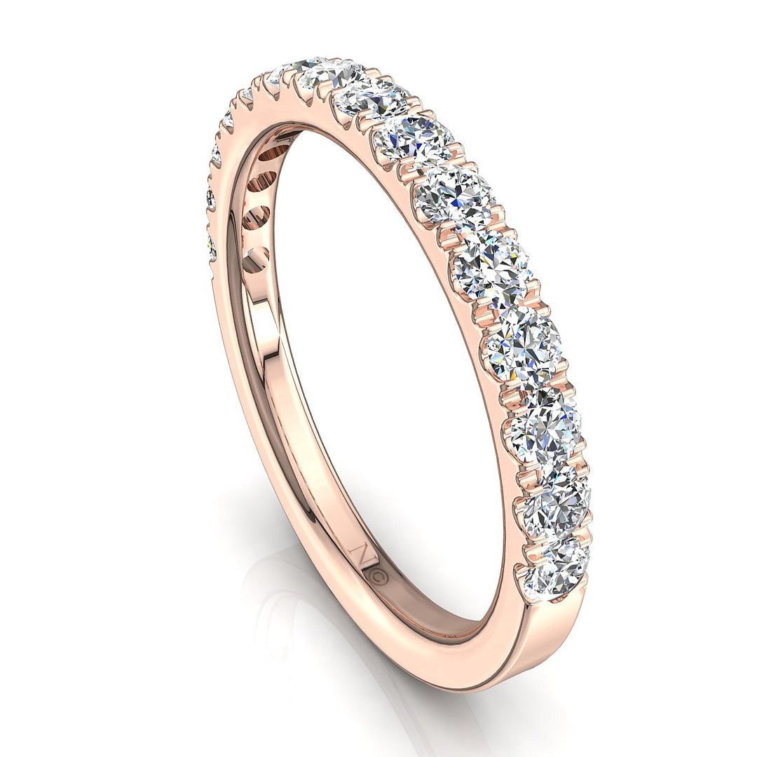 Demi-alliance 15 diamants naturels ronds 0.60 carat or rose Gabriela