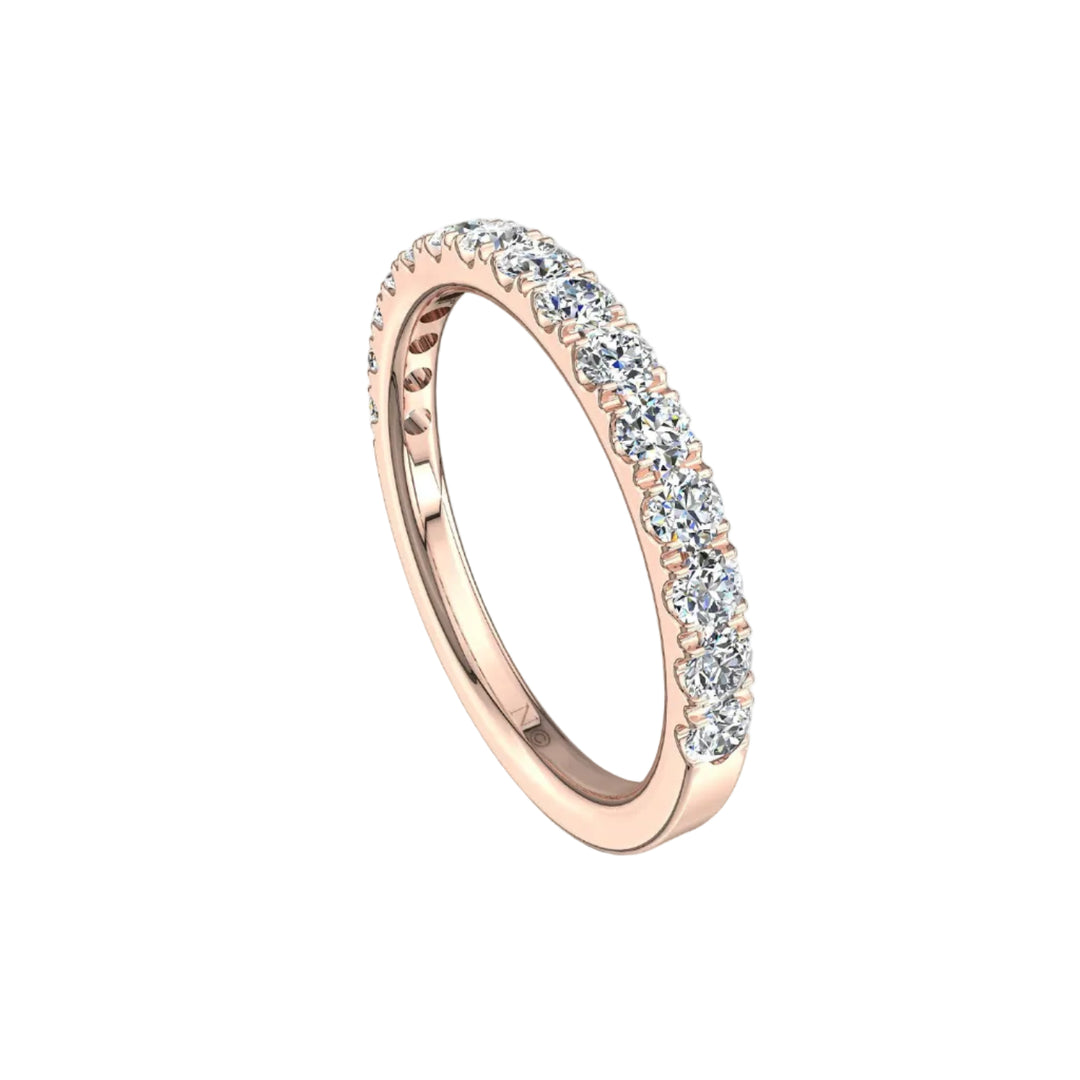 Demi-alliance 15 diamants naturels ronds 0.60 carat or rose Gabriela