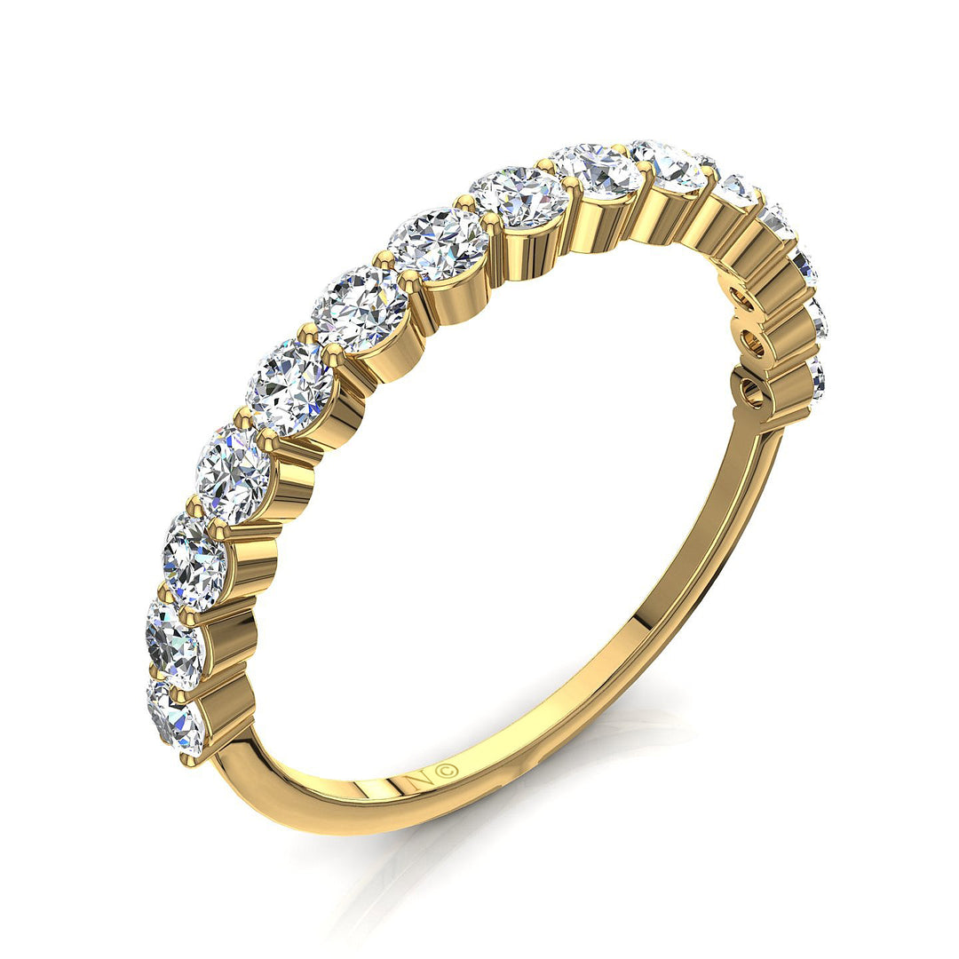 Demi-alliance 15 diamants naturels ronds 0.75 carat or jaune Daniela