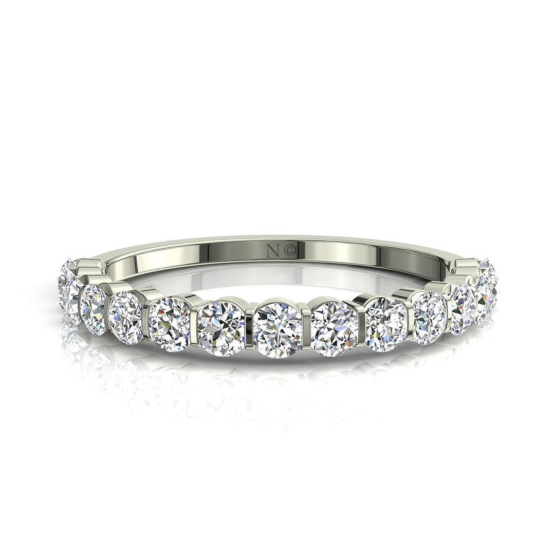 Demi-alliance 15 diamants ronds 0.60 carat or blanc Martina