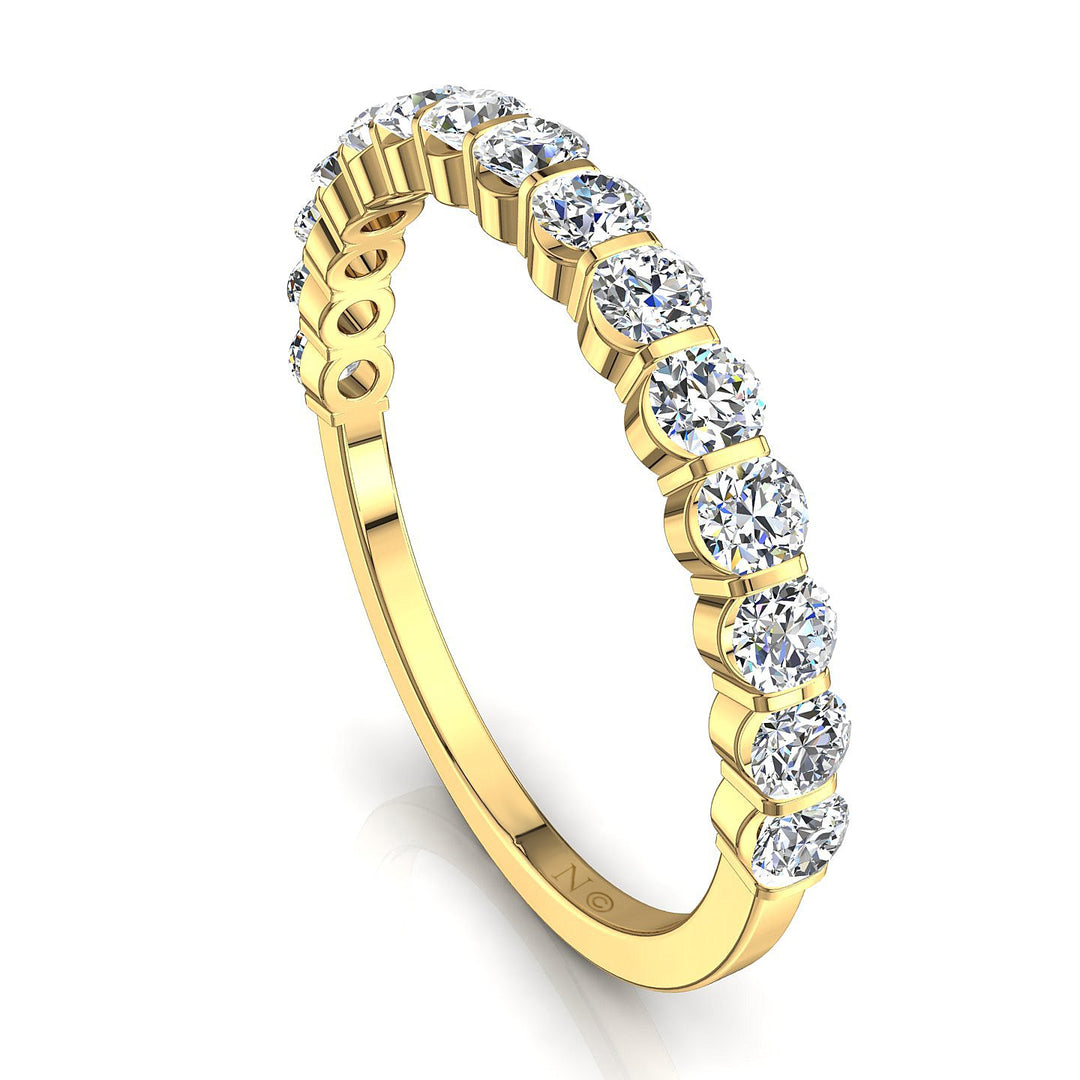 Demi-alliance 15 diamants ronds 0.60 carat or jaune Martina