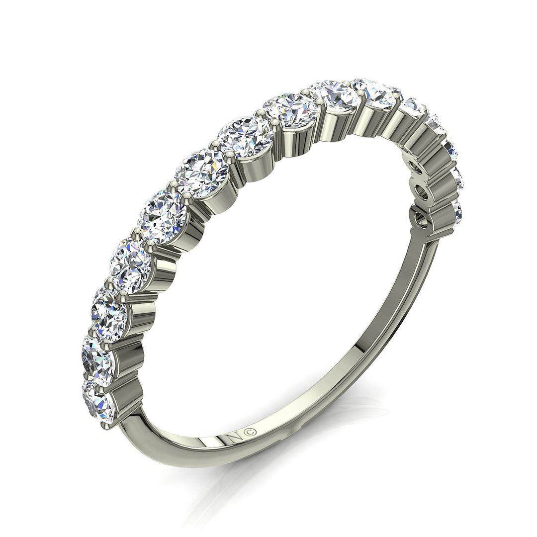 Demi-alliance 15 diamants synthétiques ronds 0.75 carat or blanc Daniela