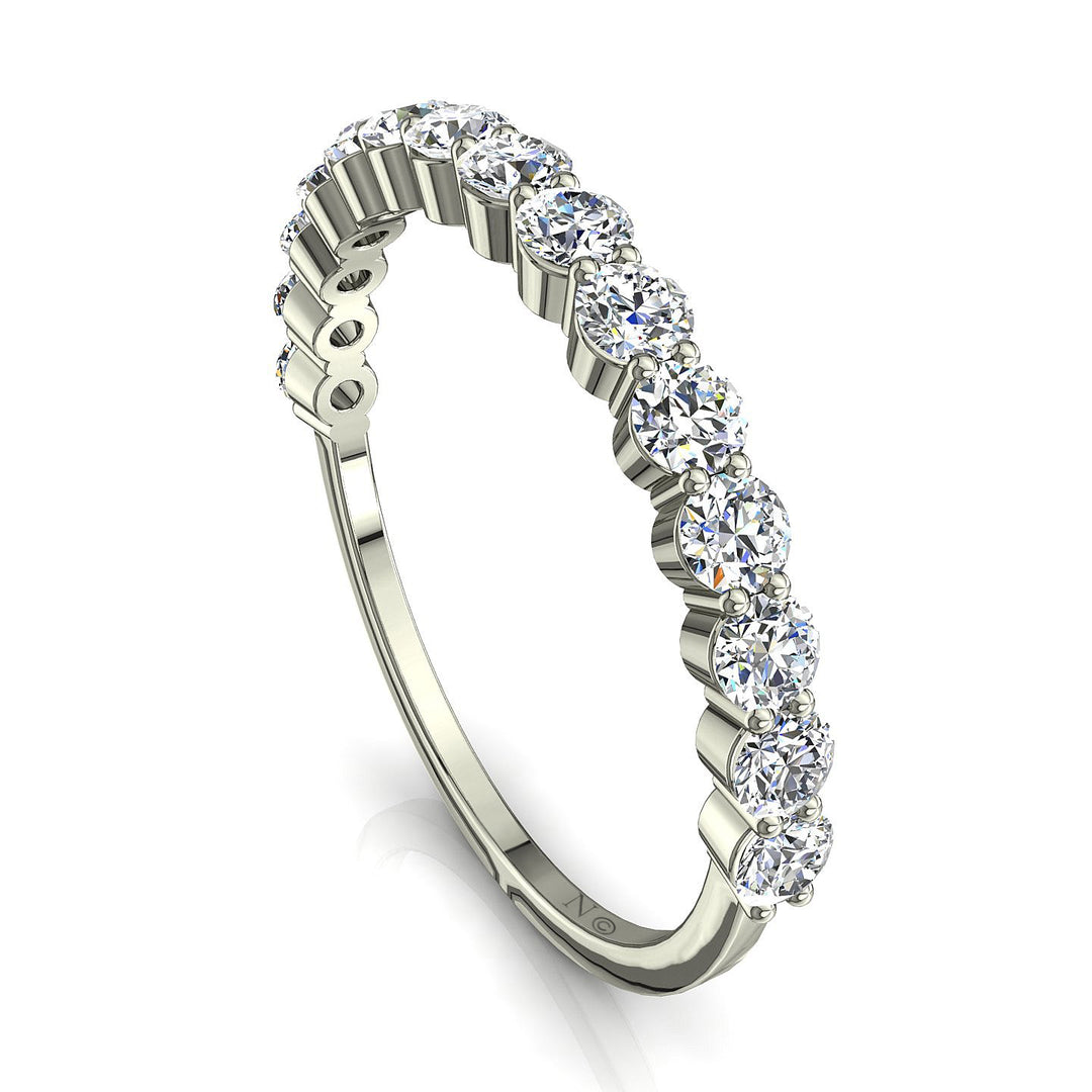 Demi-alliance 15 diamants synthétiques ronds 0.75 carat or blanc Daniela