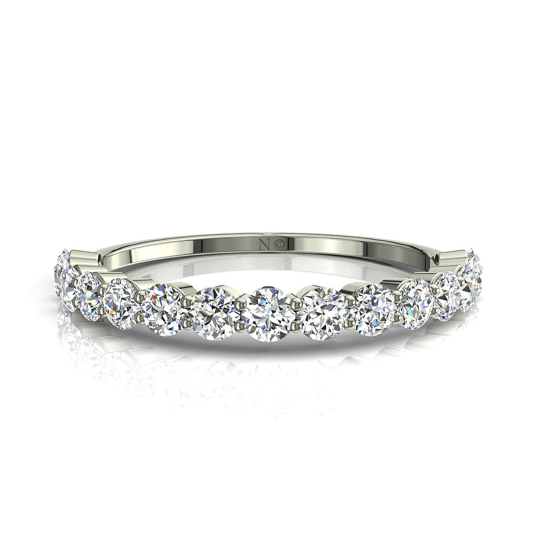 Demi-alliance 15 diamants synthétiques ronds 0.75 carat or blanc Daniela