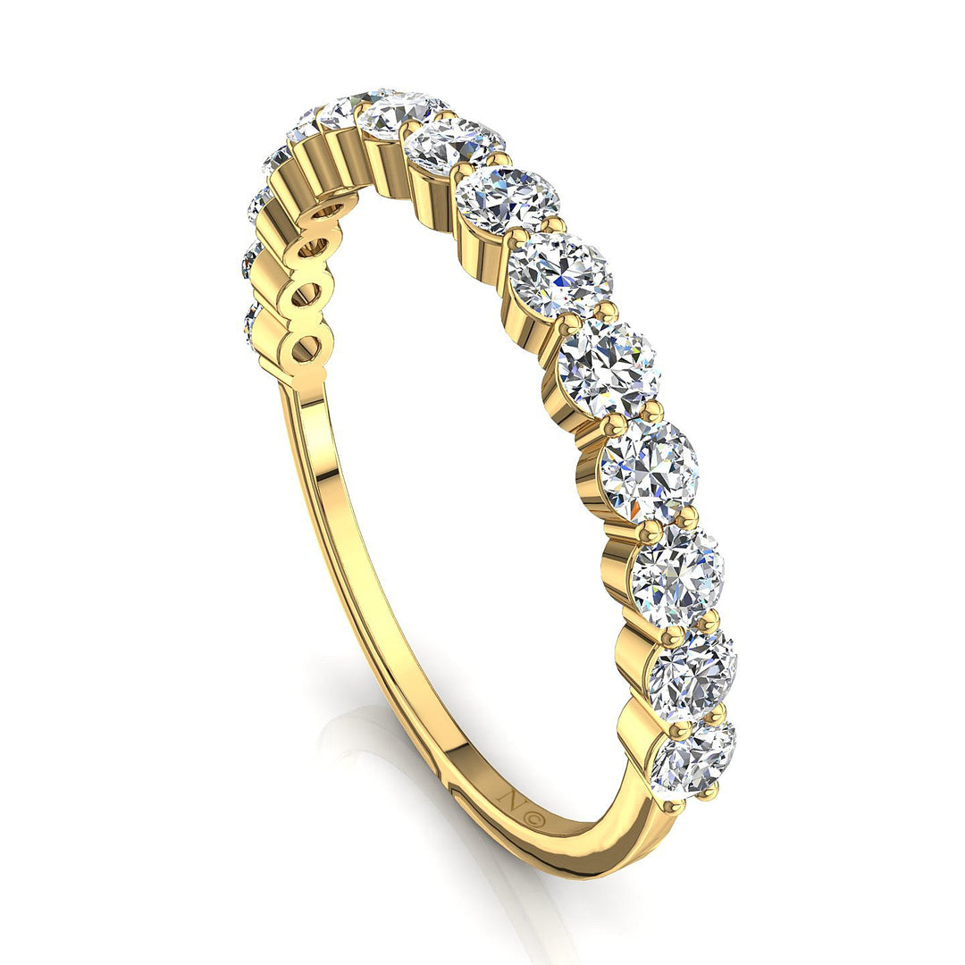 Demi-alliance 15 diamants synthétiques ronds 0.75 carat or jaune Daniela