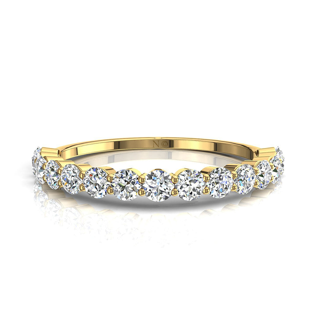 Demi-alliance 15 diamants synthétiques ronds 0.75 carat or jaune Daniela