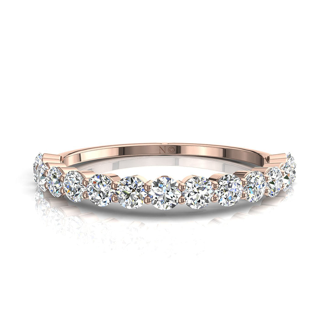 Demi-alliance 15 diamants synthétiques ronds 0.75 carat or rose Daniela
