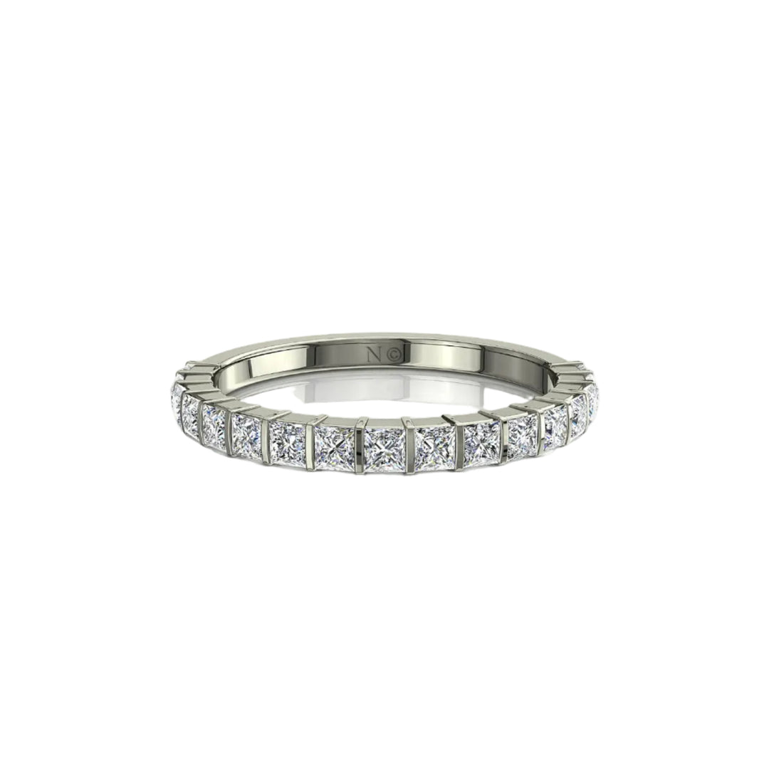 Demi-alliance 17 diamants naturels princesses 0.60 carat or blanc Lucia