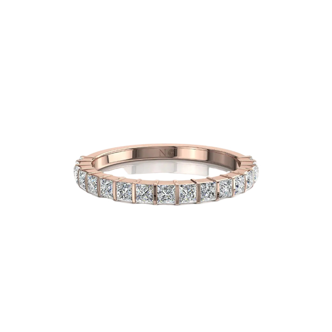 Demi-alliance 17 diamants naturels princesses 0.60 carat or rose Lucia