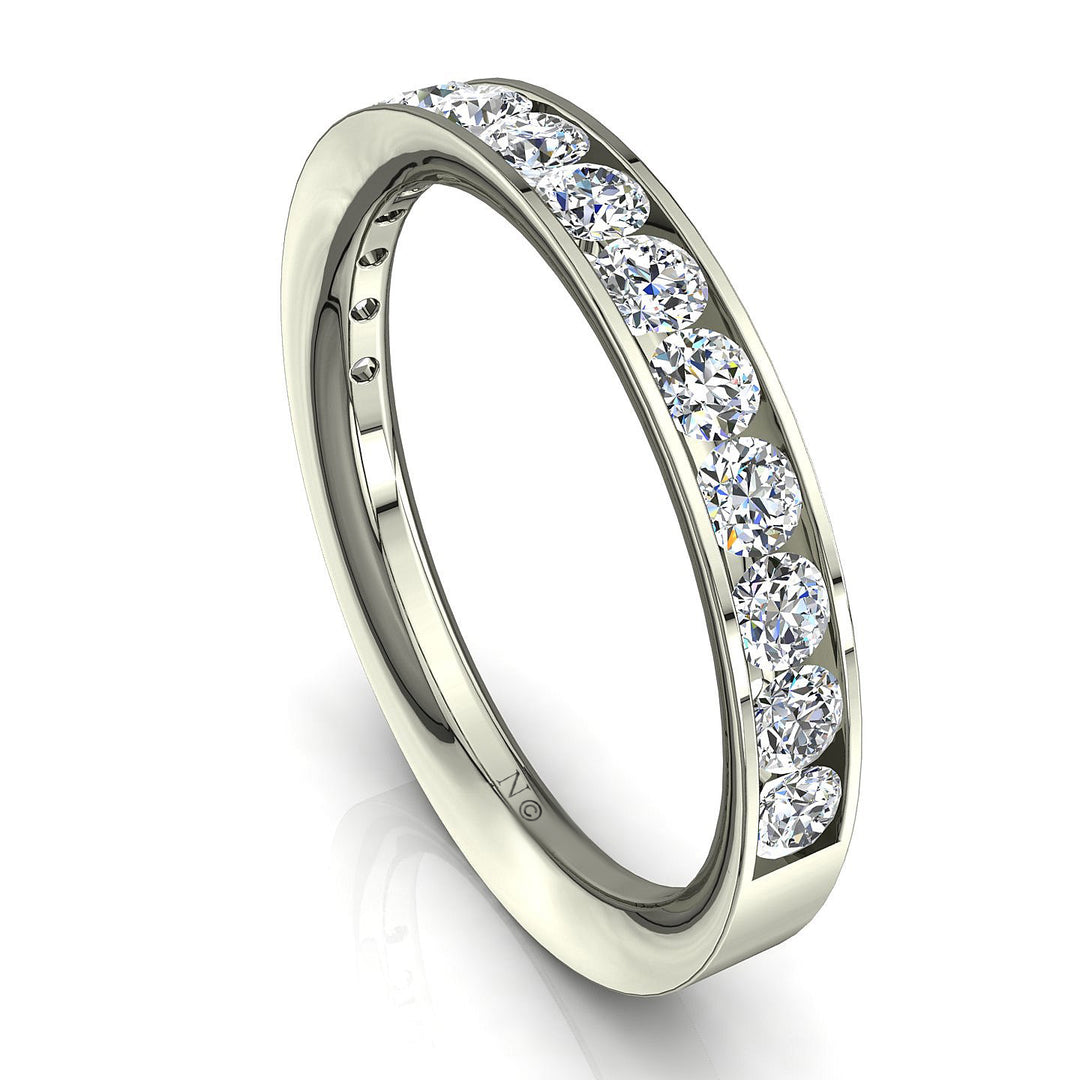 Demi-alliance 17 diamants naturels ronds 0.60 carat or blanc Antonia