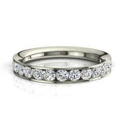 Demi-alliance 17 diamants naturels ronds 0.60 carat or blanc Antonia