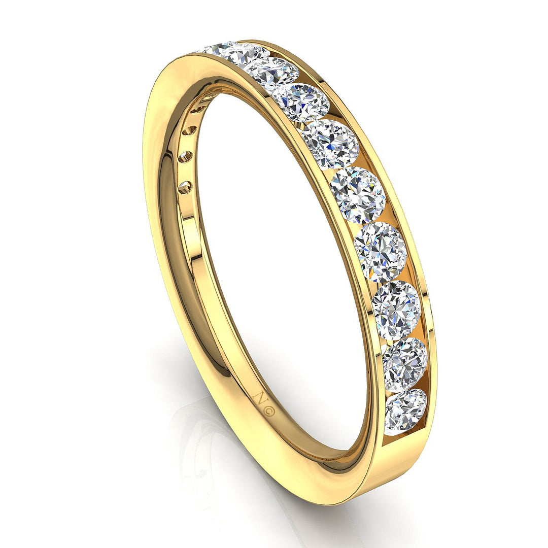 Demi-alliance 17 diamants naturels ronds 0.60 carat or jaune Antonia
