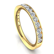 Demi-alliance 17 diamants naturels ronds 0.60 carat or jaune Antonia