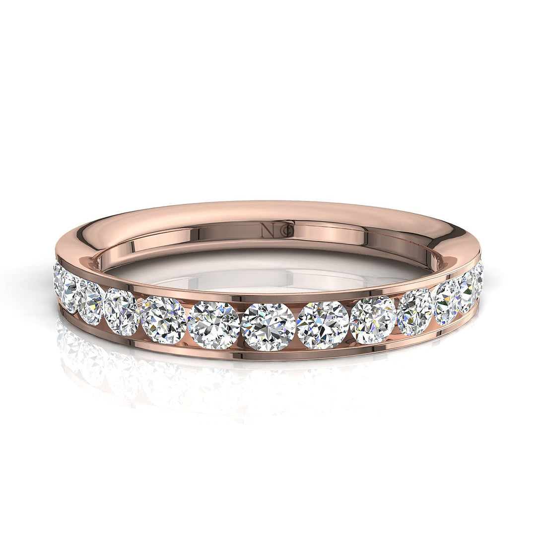 Demi-alliance 17 diamants naturels ronds 0.60 carat or rose Antonia
