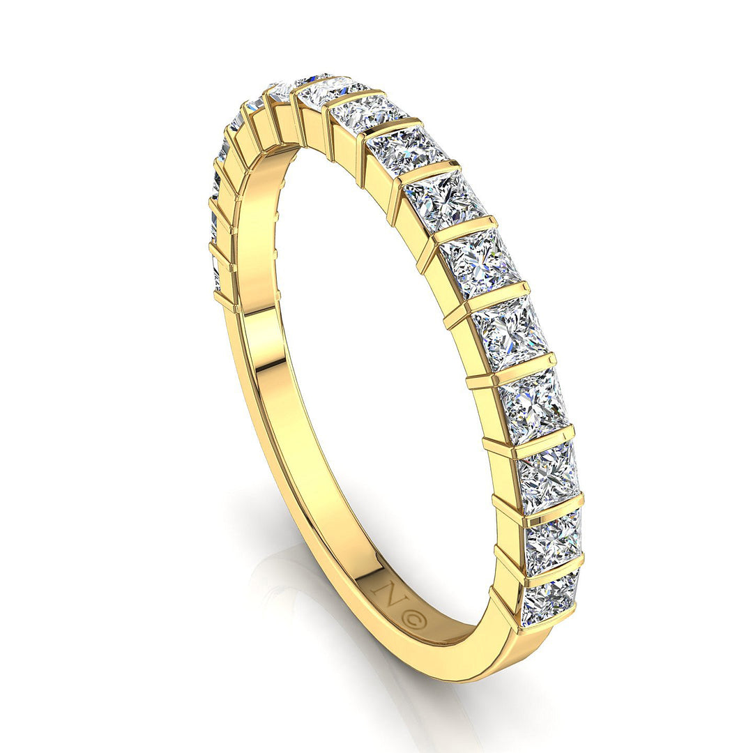 Demi-alliance 17 diamants princesses 0.60 carat or jaune Lucia