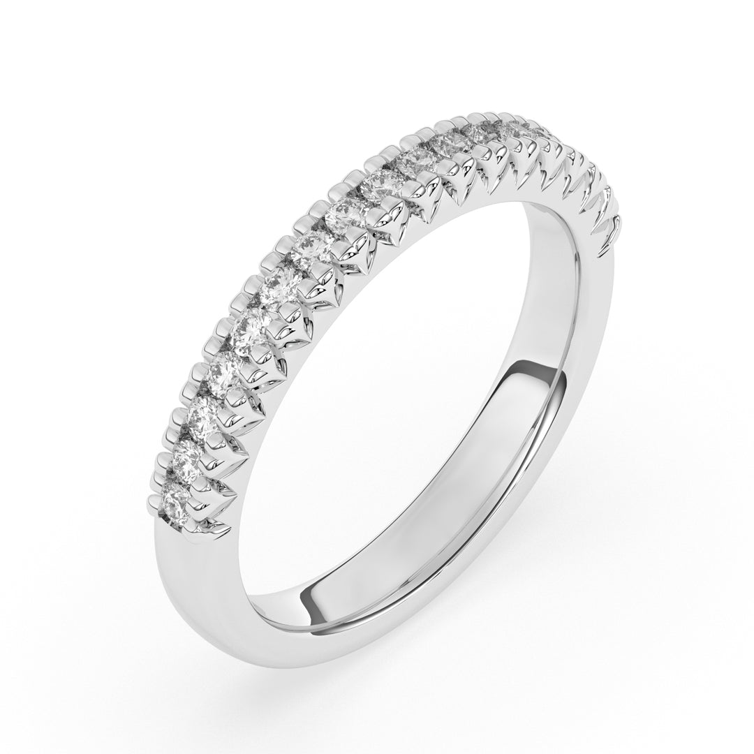 Demi-alliance 17 diamants ronds 0.33 carat or blanc 14 carats Delfina