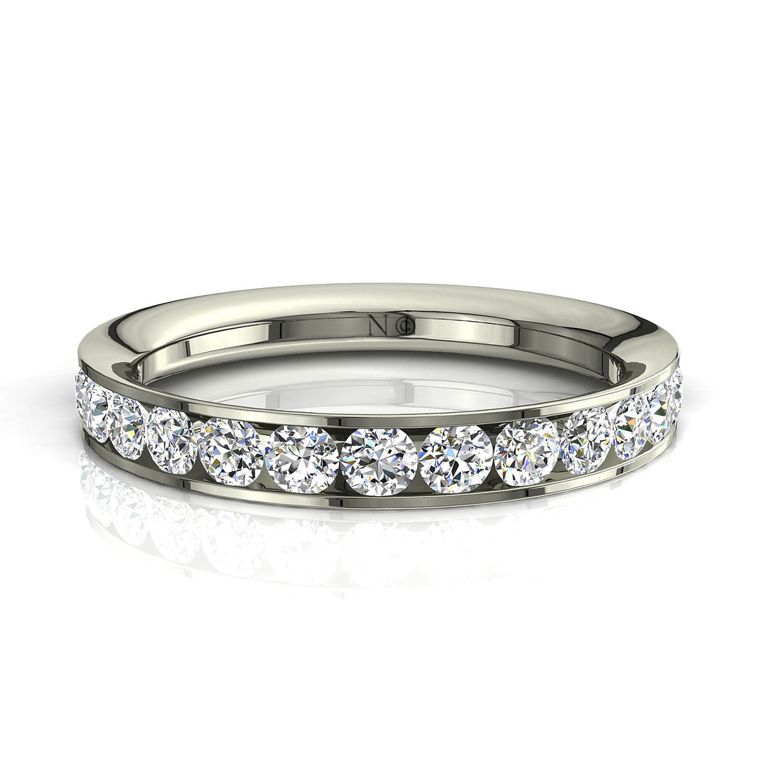 Demi-alliance 17 diamants ronds 0.60 carat or blanc Antonia