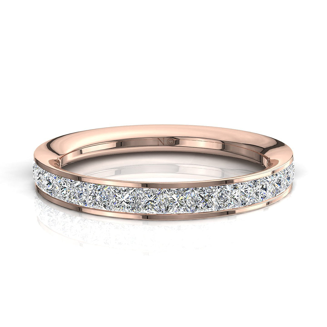 Demi-alliance 18 diamants naturels princesses 0.70 carat or rose Laura