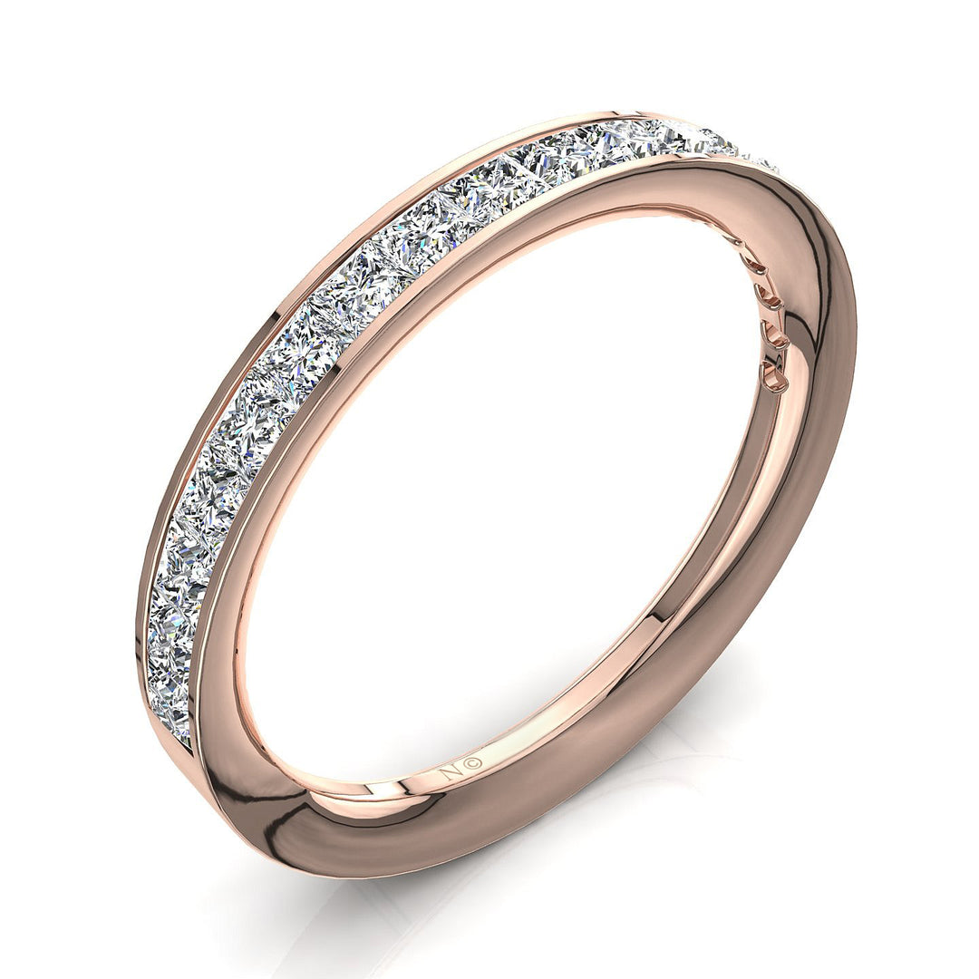 Demi-alliance 18 diamants naturels princesses 0.70 carat or rose Laura