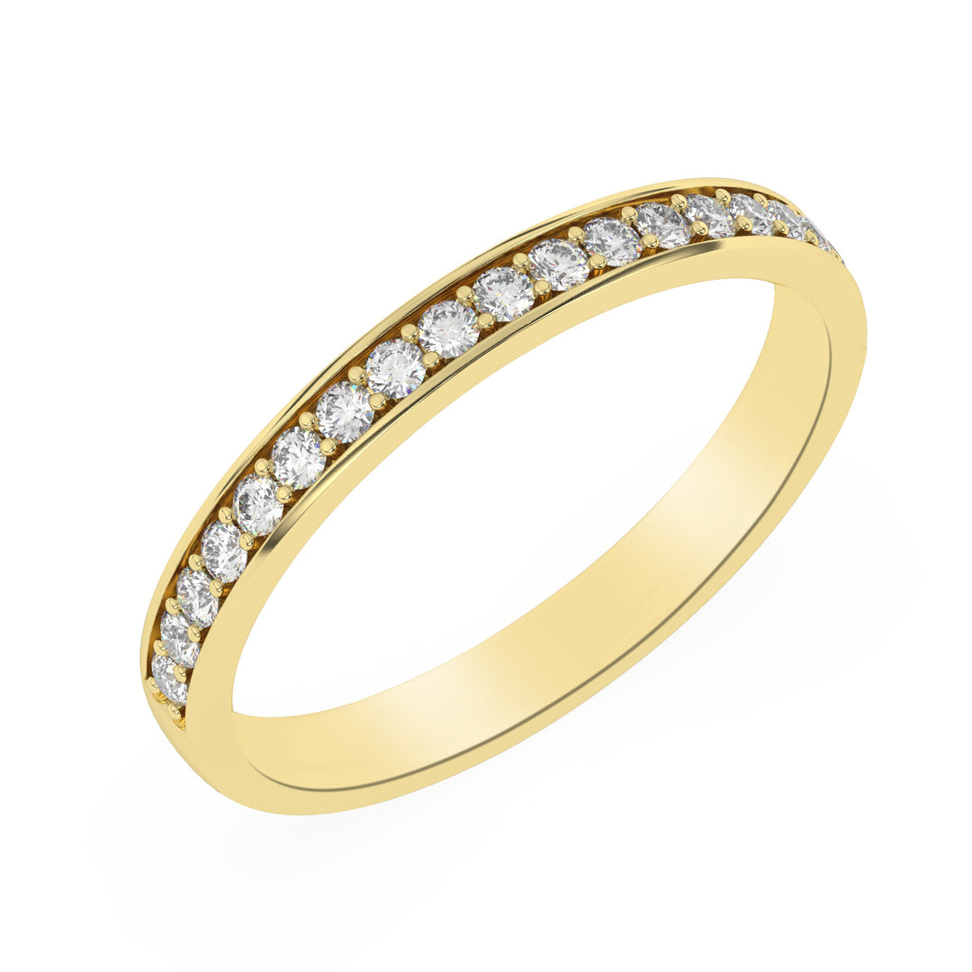 Demi-alliance 19 diamants naturels ronds 0.25 carat or jaune 14 carats Carmina