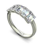 Demi-alliance 5 diamants Émeraudes 2.00 carat or blanc Virginie
