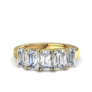 Demi-alliance 5 diamants naturels Émeraudes 2.00 carat or jaune Virginie