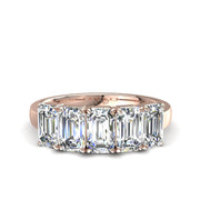 Demi-alliance 5 diamants naturels Émeraudes 2.00 carat or rose Virginie