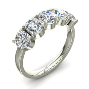 Demi-alliance 5 diamants ovales 1.50 carat or blanc Sarah