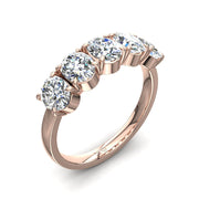 Demi-alliance 5 diamants synthétiques ovales 1.50 carat or rose Sarah