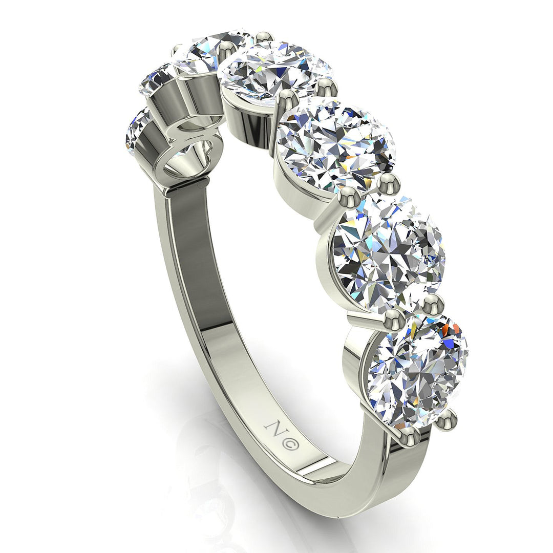 Demi-alliance 7 diamants naturels ronds 1.75 carat or blanc Daniela