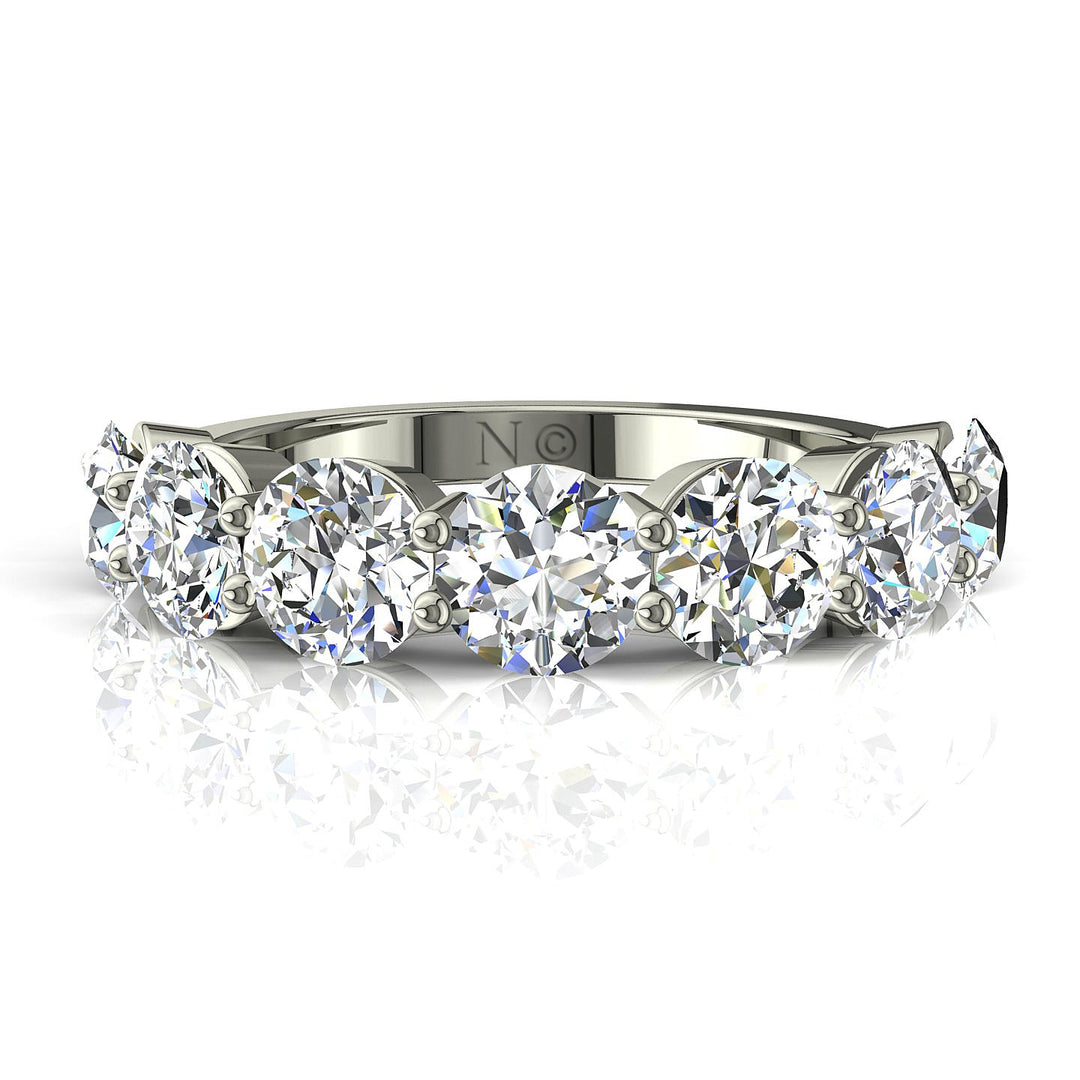 Demi-alliance 7 diamants naturels ronds 1.75 carat or blanc Daniela