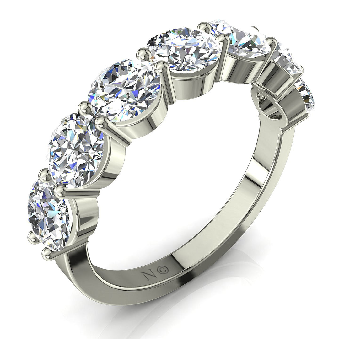 Demi-alliance 7 diamants naturels ronds 1.75 carat or blanc Daniela