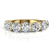 Demi-alliance 7 diamants naturels ronds 1.75 carat or jaune Daniela