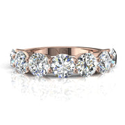 Demi-alliance 7 diamants naturels ronds 1.75 carat or rose Daniela