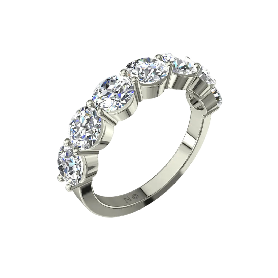 Demi-alliance 7 diamants synthétiques ronds 1.75 carat or blanc Daniela