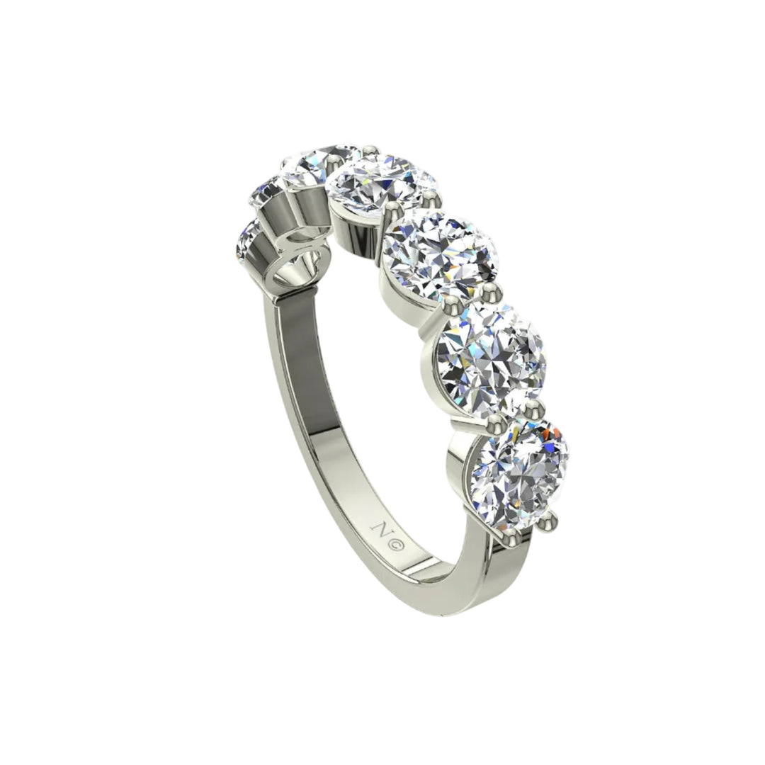 Demi-alliance 7 diamants synthétiques ronds 1.75 carat or blanc Daniela