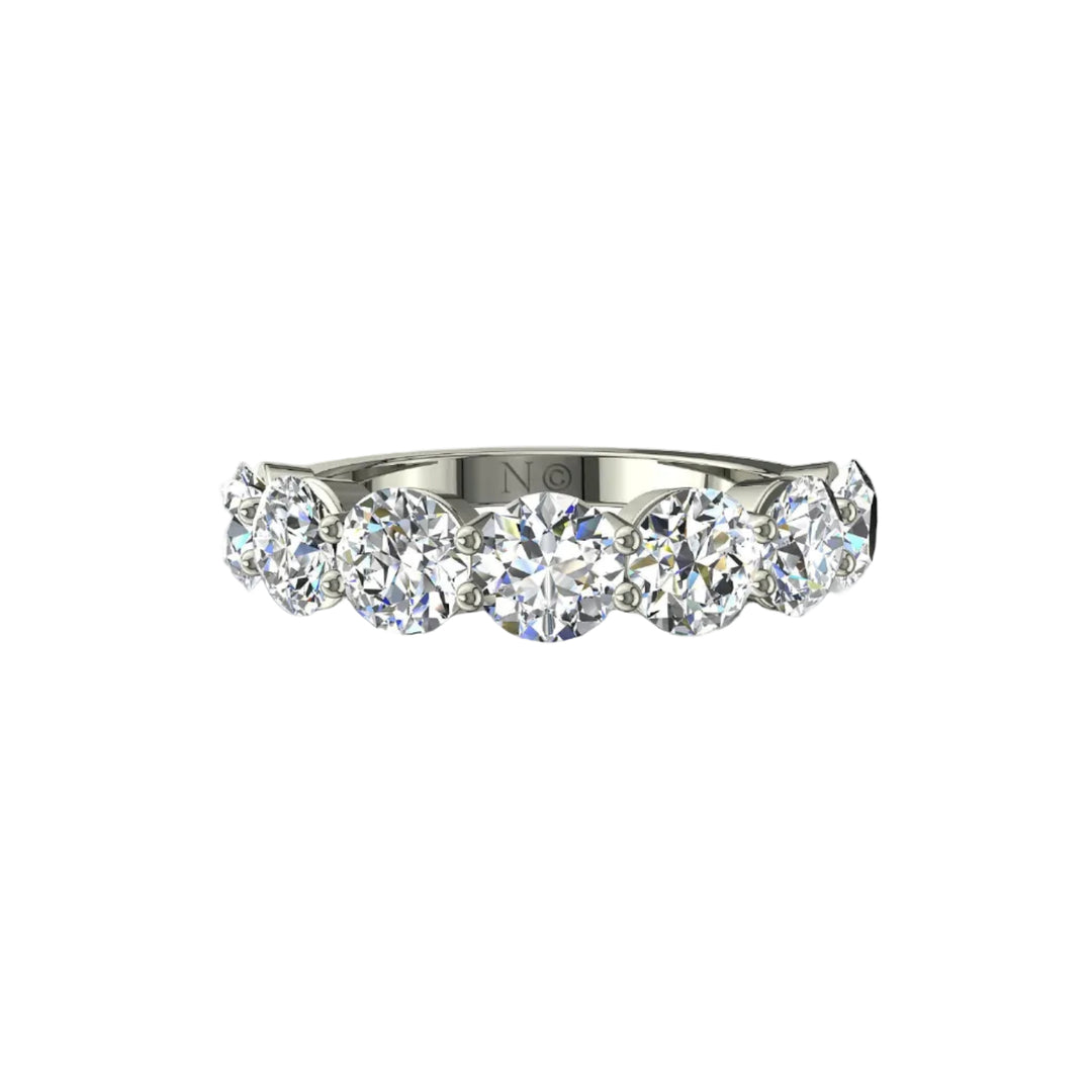 Demi-alliance 7 diamants synthétiques ronds 1.75 carat or blanc Daniela