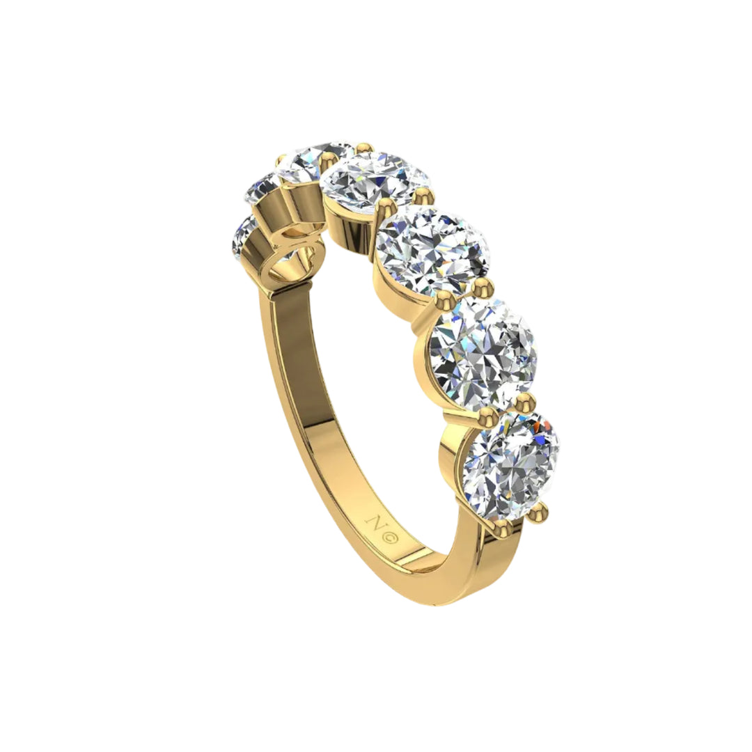 Demi-alliance 7 diamants synthétiques ronds 1.75 carat or jaune Daniela