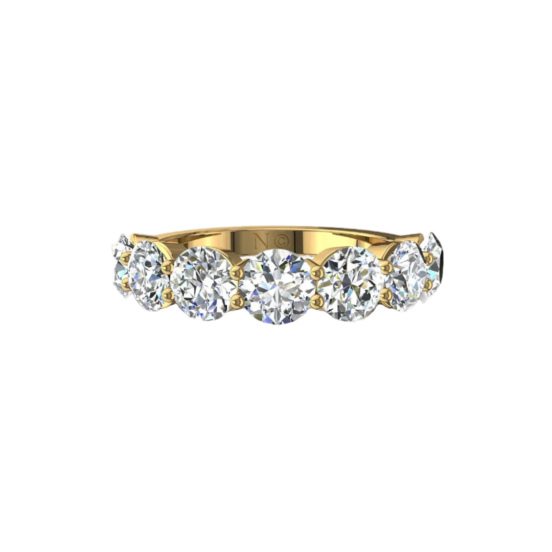Demi-alliance 7 diamants synthétiques ronds 1.75 carat or jaune Daniela