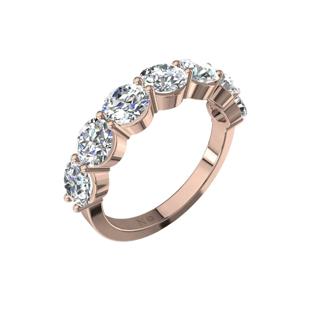 Demi-alliance 7 diamants synthétiques ronds 1.75 carat or rose Daniela