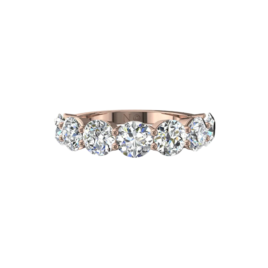 Demi-alliance 7 diamants synthétiques ronds 1.75 carat or rose Daniela