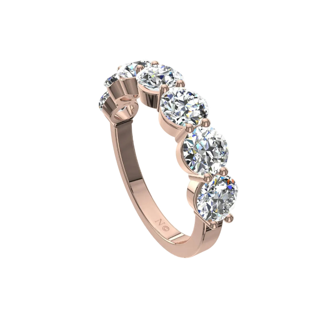 Demi-alliance 7 diamants synthétiques ronds 1.75 carat or rose Daniela