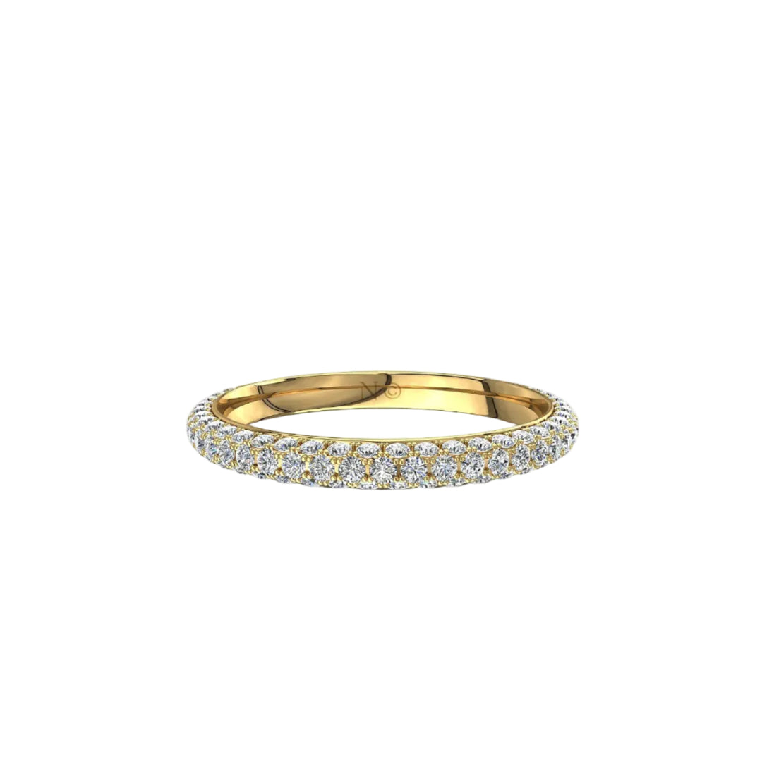 Demi-alliance 75 diamants naturels ronds 0.75 carat or jaune Simona