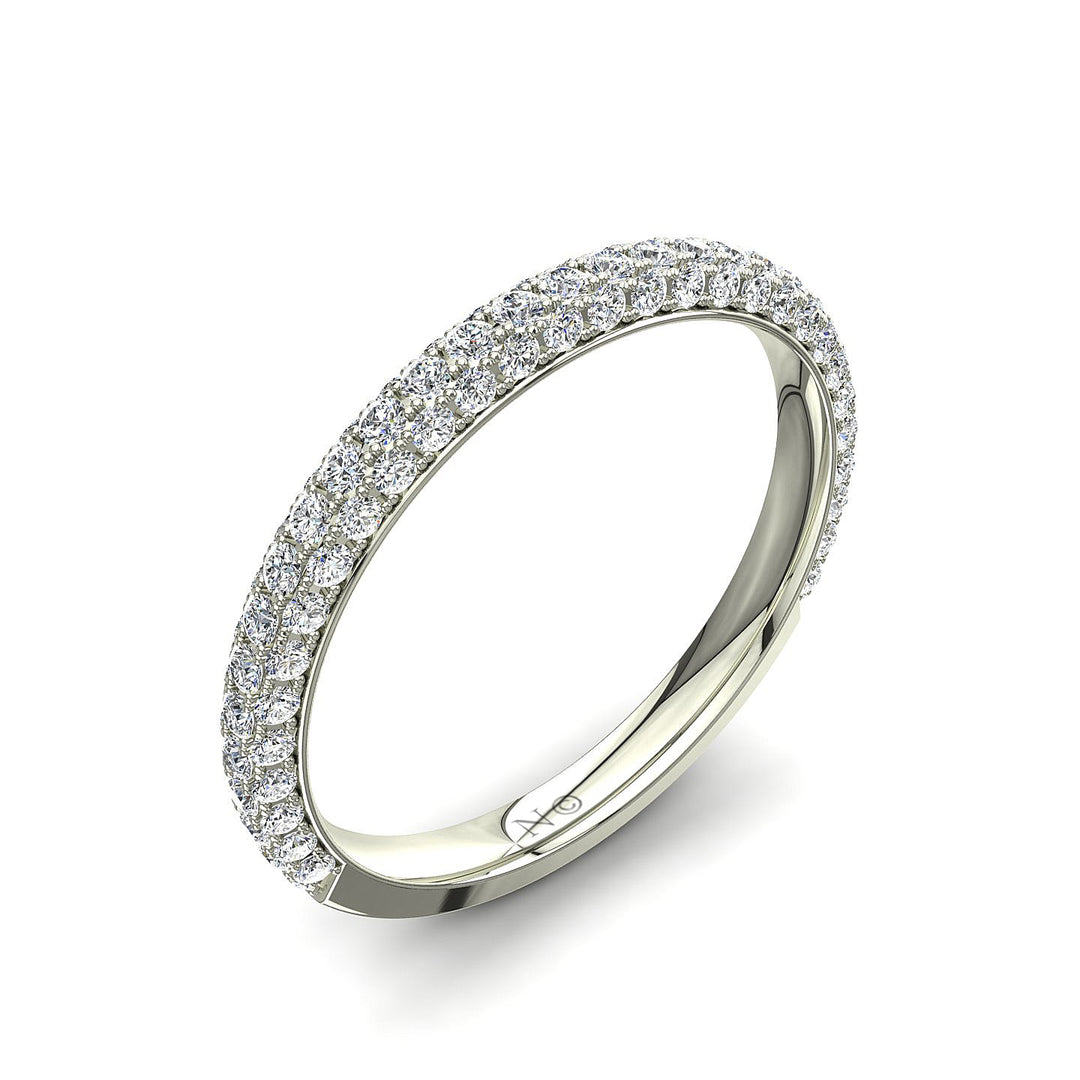 Demi-alliance 75 diamants ronds 0.75 carat or blanc Simona