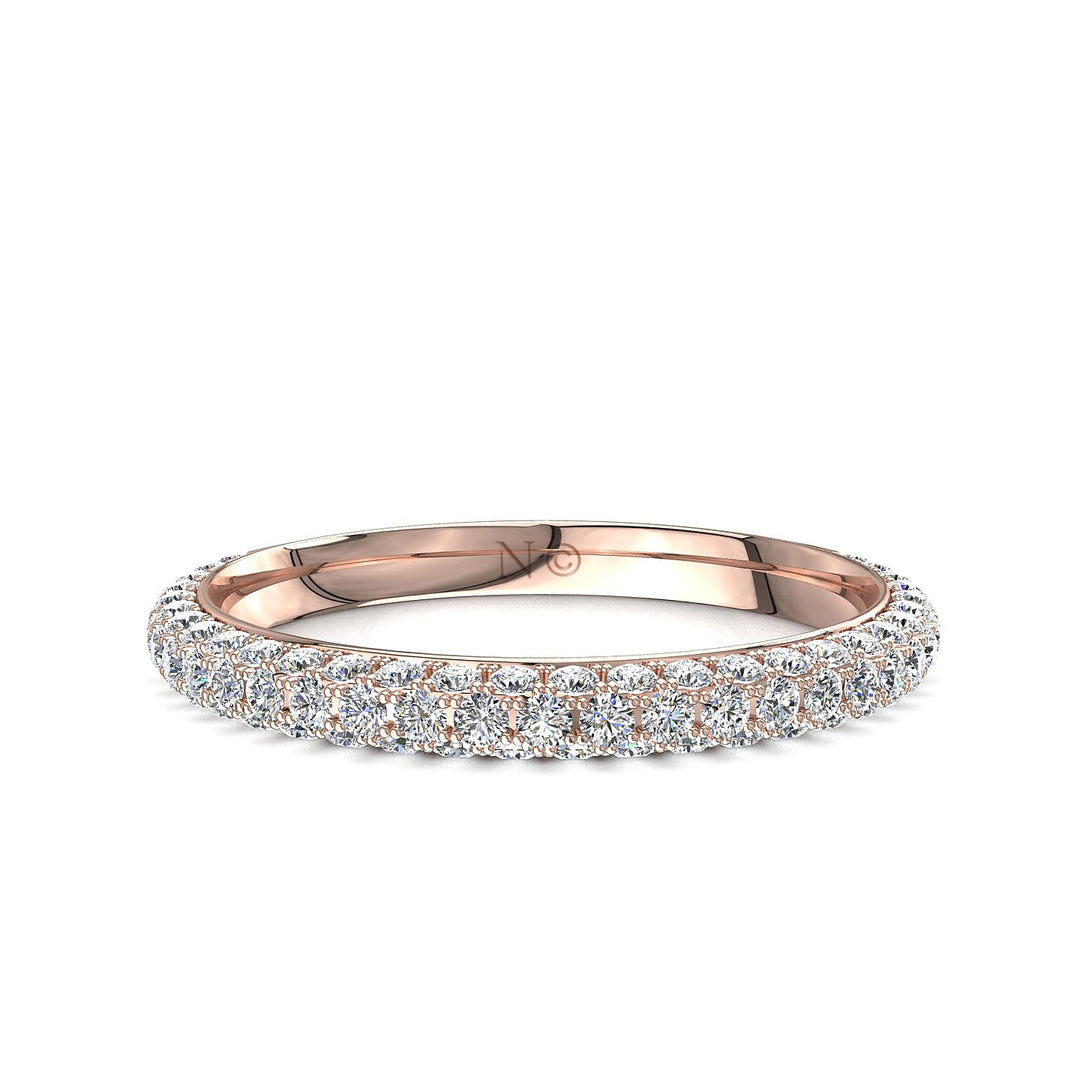 Demi-alliance 75 diamants synthétiques ronds 0.75 carat or rose Simona