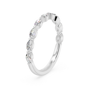 Demi-alliance 9 diamants naturels marquises 0.65 carat or blanc 14 carats Natalina