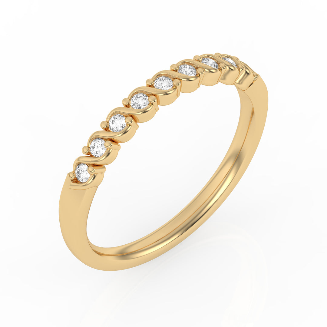 Demi-alliance 9 diamants naturels ronds 0.13 carat or jaune 14 carats Célia